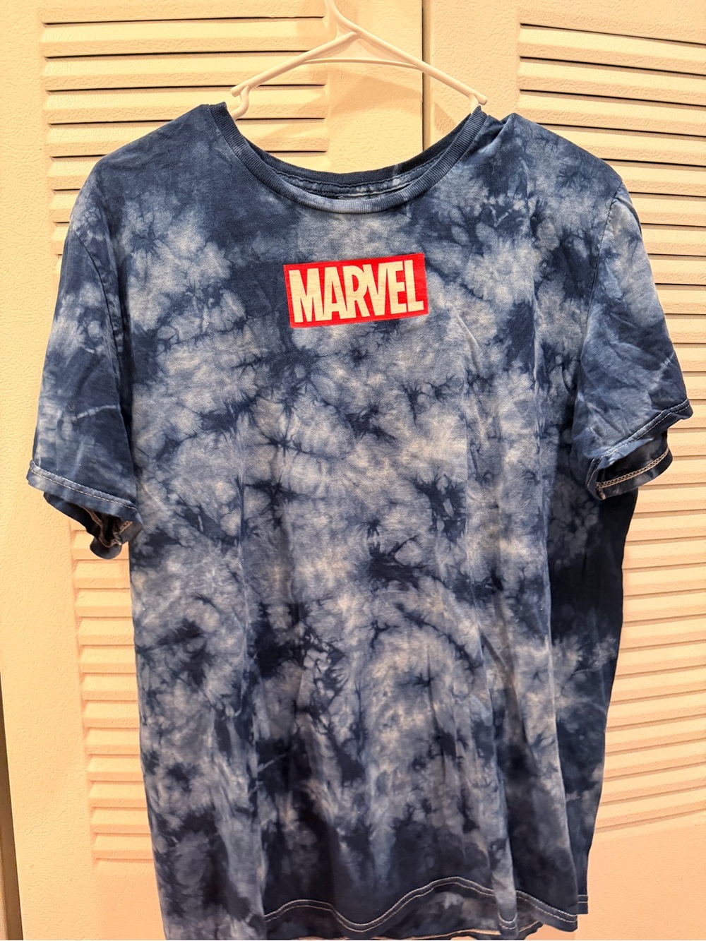 Marvel Blue Tie-Dye Tee with Red Logo